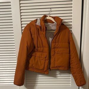 Pilcro color blocked cropped puffer jacket